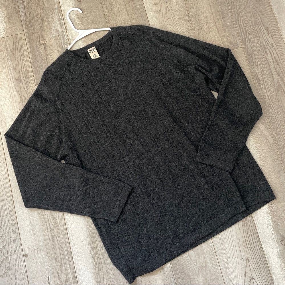 Nordstrom Wool Sweater crewneck oversized mens Gray (xlarge) preppy classic